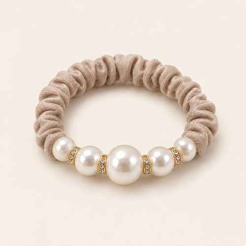 Norvellar Pearl Accent Scrunchie Hair Tie