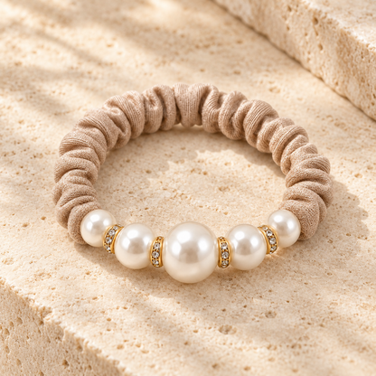 Norvellar Pearl Accent Scrunchie Hair Tie
