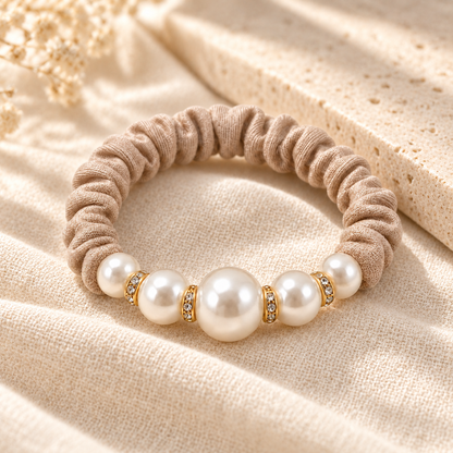 Norvellar Pearl Accent Scrunchie Hair Tie